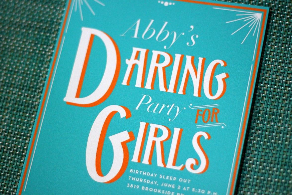 daring party for girls invitation
