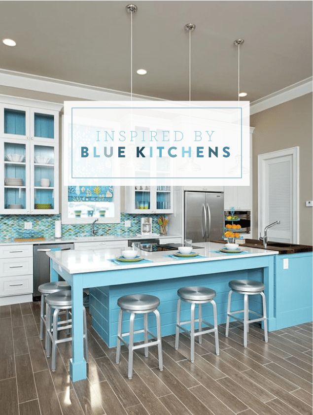 Inspired by Blue Kitchens & Tile // interior design // cabinets