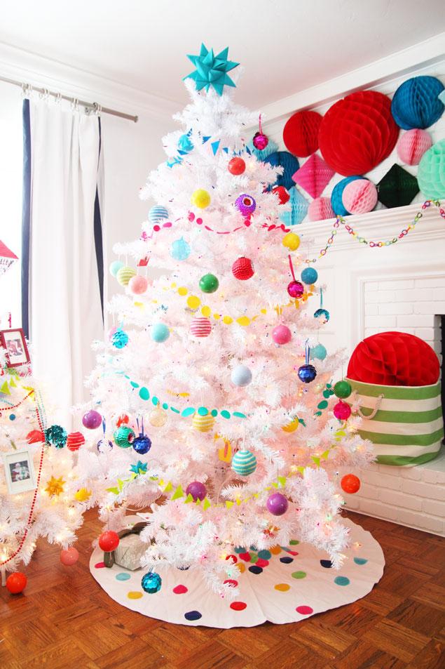 Land of Nod Christmas Tree decorations and tree skirt at Pencil Shavings Studio