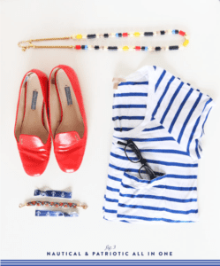 Marine Blue breton stripe shirt with bright red accessories - how to wear stripe shirts - www.pencilshavingsstudio.com
