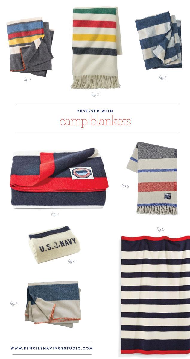 Obsessed with camp blankets - wool stripe blankets - www.pencilshavingsstudio.com
