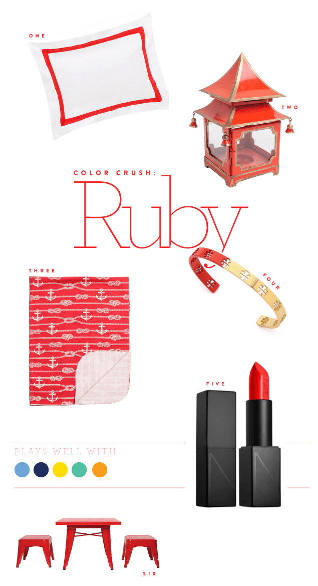 Color Crush: Ruby Red - how to decorate with red, what to wear with red, https://pencilshavingsstudio.com/category/color-2/