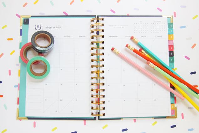 Emily Ley Academic Simplified Planner with Pencil Shavings Studio pencils and washi tape