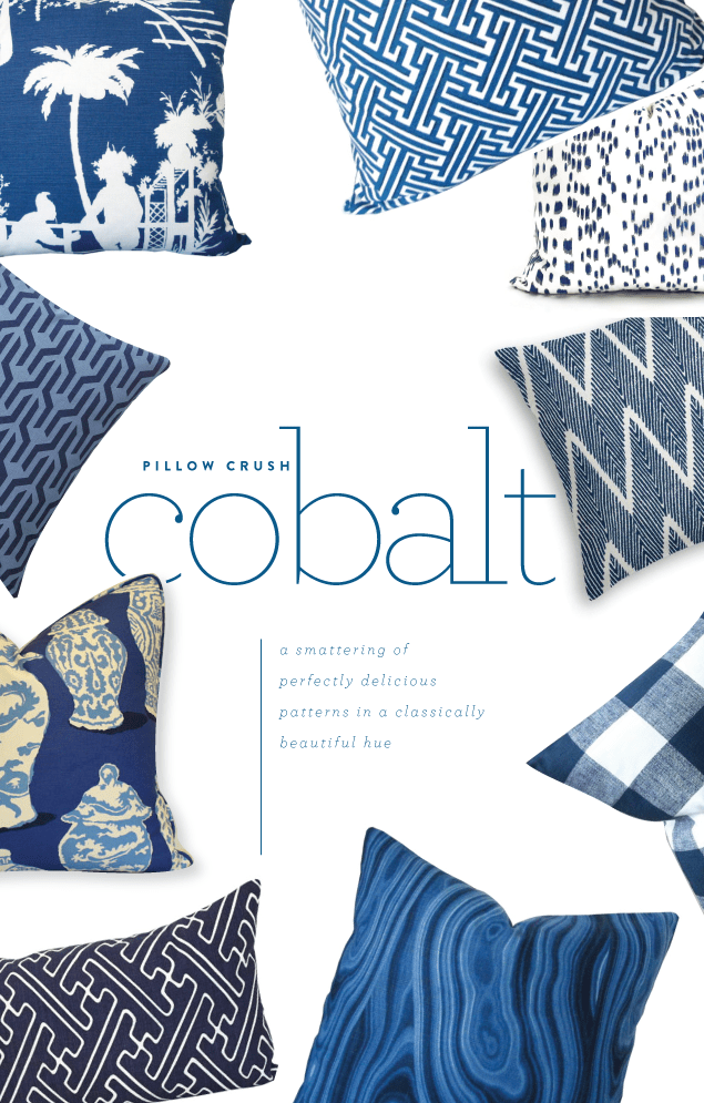 Color crush: cobalt pillows in a variety of patterns and textures - Dana Gibson - Lacefield - Serena & Lily - www.pencilshavingsstudio.com