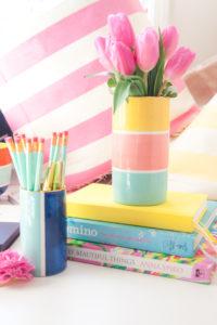 @psstudio for Jill Rosenwald - spring collection of colorful stripe ceramics - www.pencilshavingsstudio.com