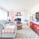 A cozy wintry family room with Calico Corners