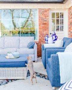 upholstered outdoor living furniture / oklahoma city interior designer / patio design / patio furniture